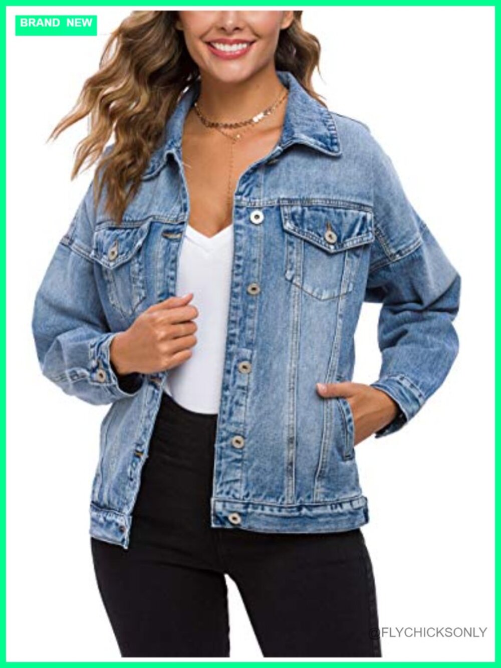 Oversize Vintage Washed Denim Jacket Long Sleeve Classic Loose Jean Trucker
